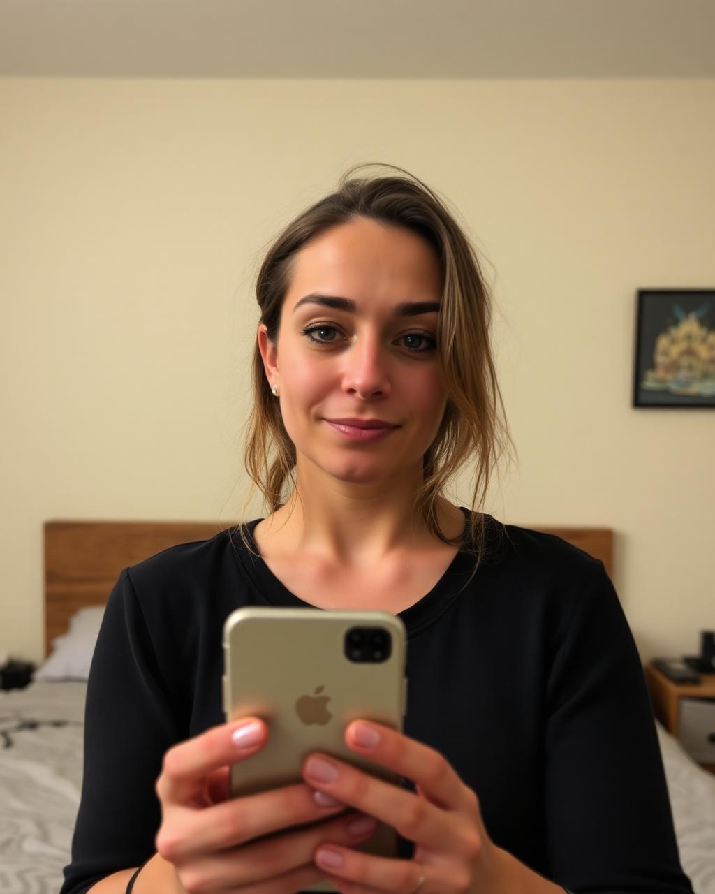 Casual smartphone selfie used as the reference photo for an AI Twin